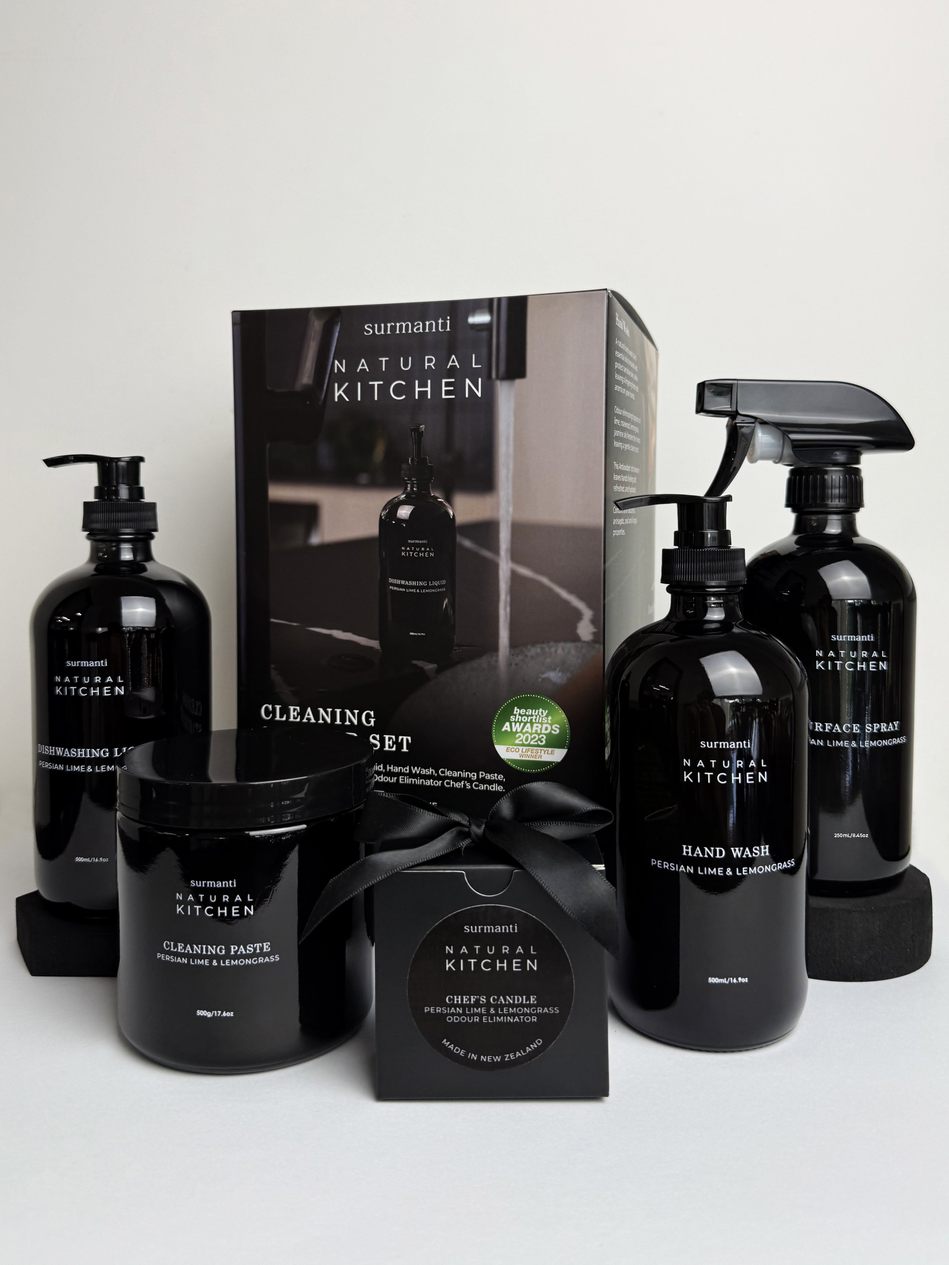 Natural Kitchen 5 Piece Cleaning Set - Non-Toxic Kid & Pet Friendly. Refillable Glass Bottles. Free Shipping. - Surmanti - Made In New Zealand