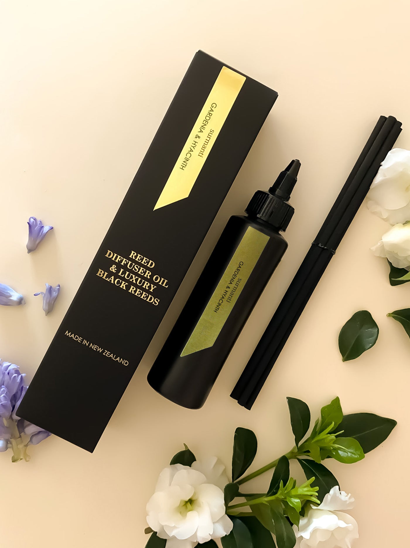 Gardenia & Hyacinth Reed Diffuser Oil & Luxury Black Reeds