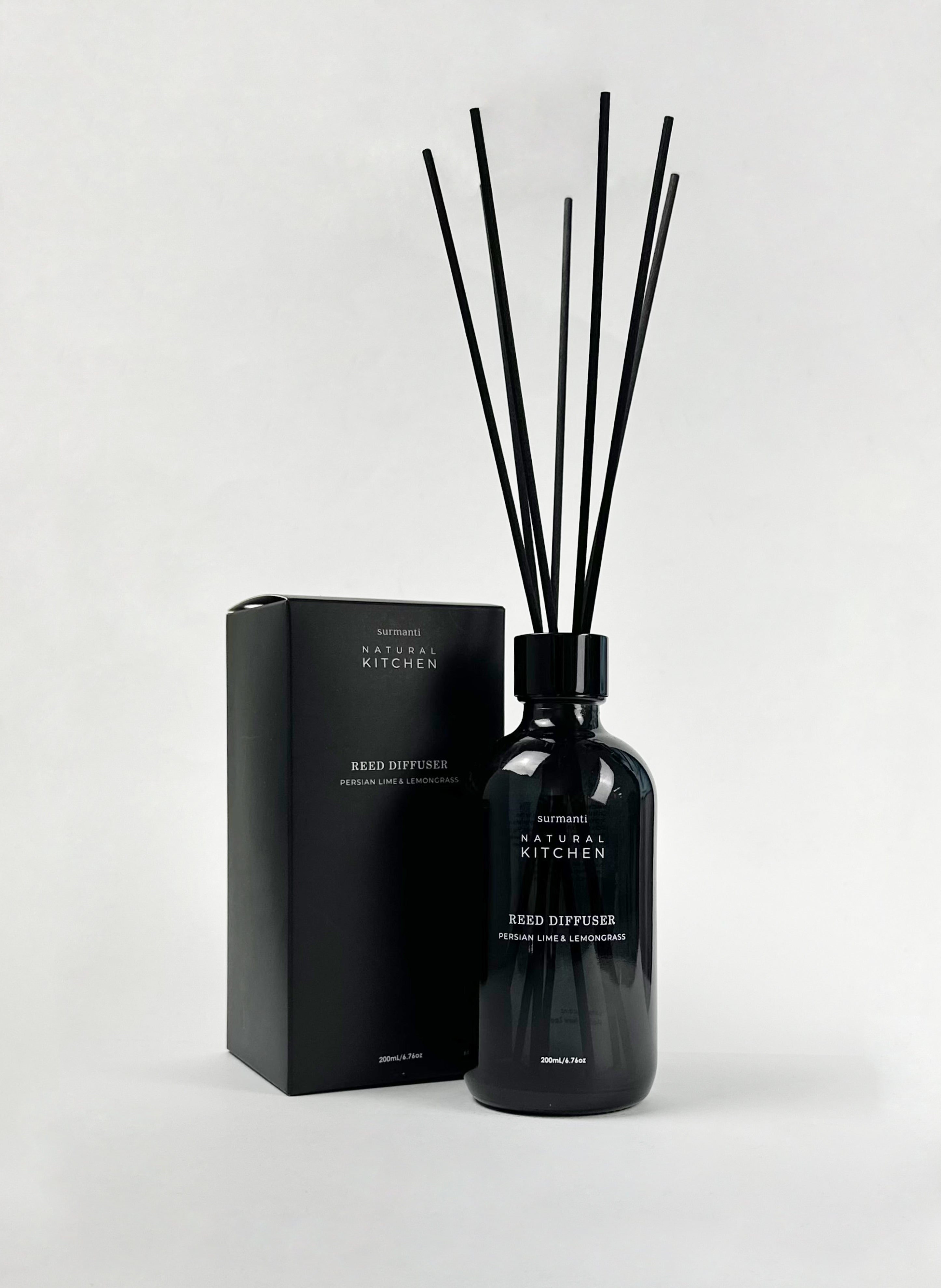 Reed Diffuser - Persian Lime & Lemongrass - Natural Kitchen - Large Rooms 200mL - Surmanti - Made In New Zealand