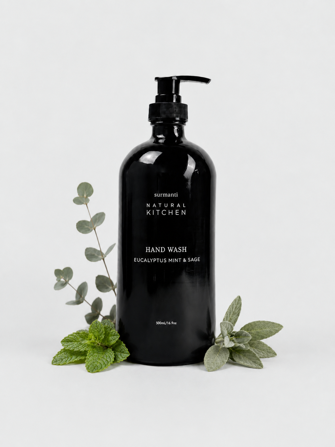 Natural Hand Wash Glass Bottle – Eucalyptus, Mint & Sage | Germ Protection for Your Family 500mL - Surmanti - Made In New Zealand