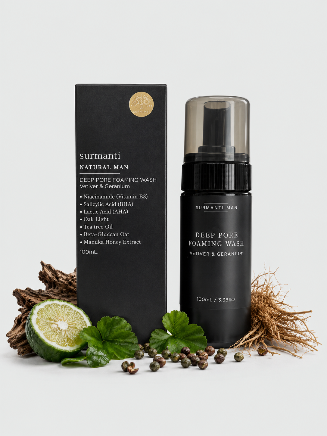 Natural Man Deep Pore Foaming Wash 100mL - New & Improved - Surmanti - Made In New Zealand