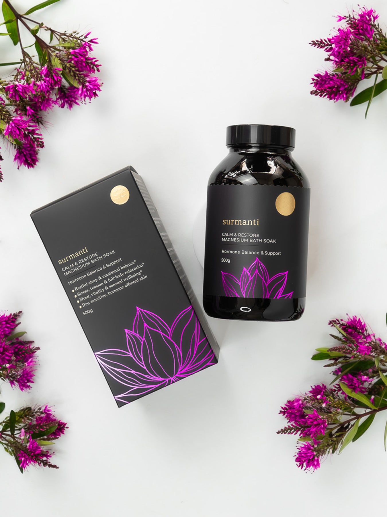 Magnesium Bath SOAK- Hormone Balance For Restful Sleep & Emotional Balance*- 500g - Surmanti - Made In New Zealand