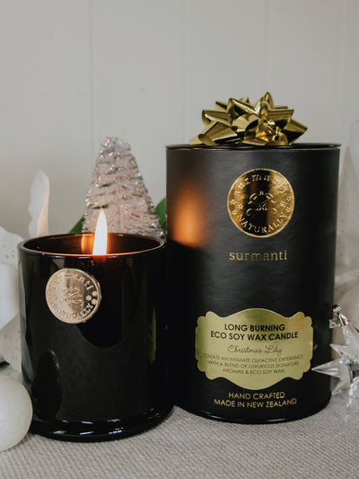 Christmas Lily Long Burning Eco Soy Wax Candle - Limited Edition - Surmanti - Made In New Zealand