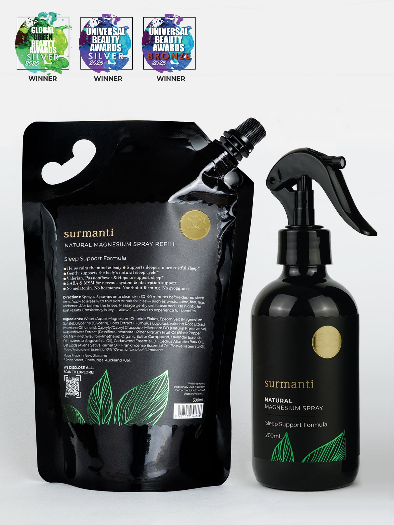 Magnesium Sleep Support Spray Refill Bundle 500ml Refill + 200mL Bottle - Fast Acting Formula