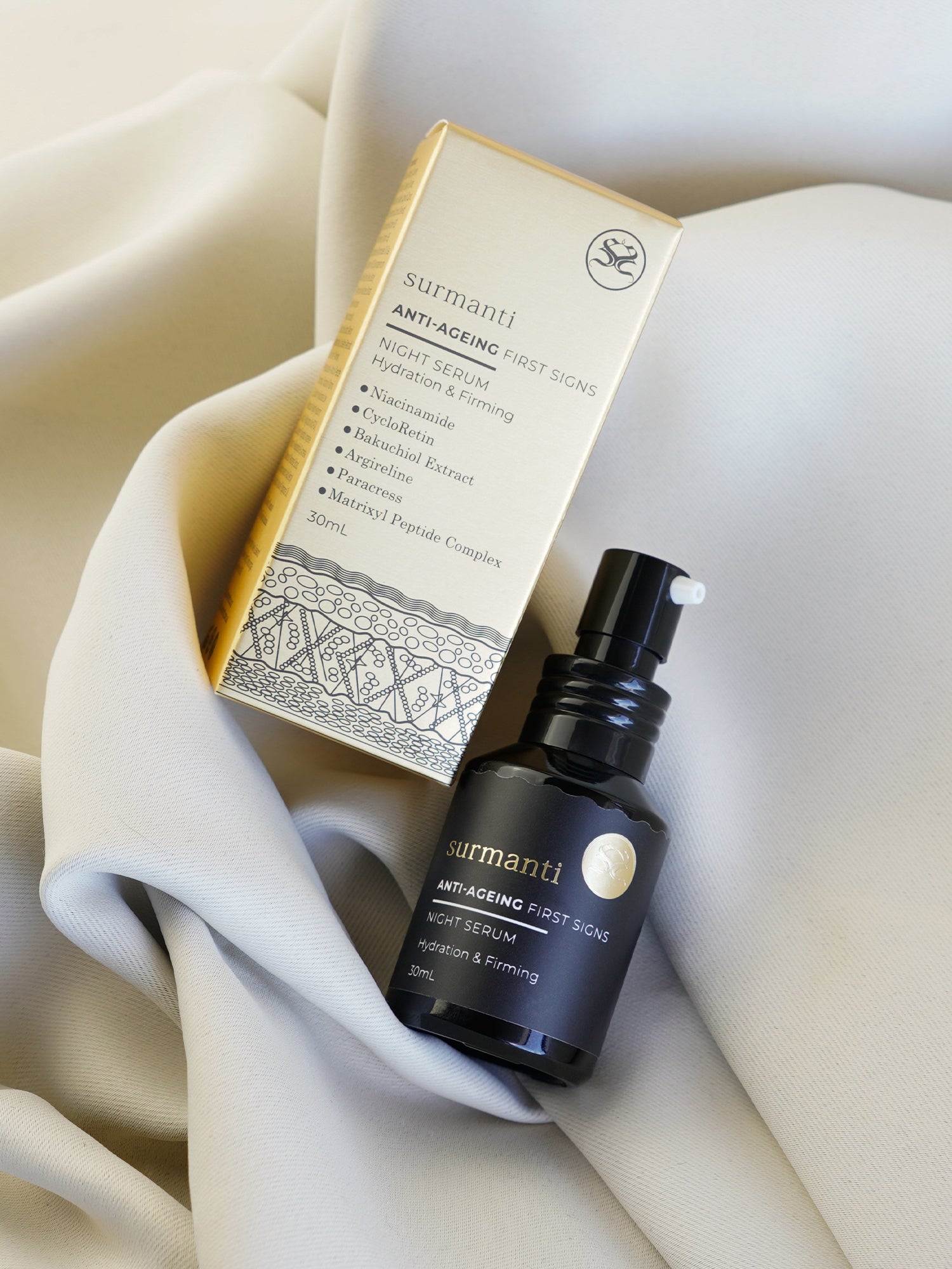 FIRST SIGNS Anti-Ageing Night Serum - 30mL - Surmanti - Made In New Zealand