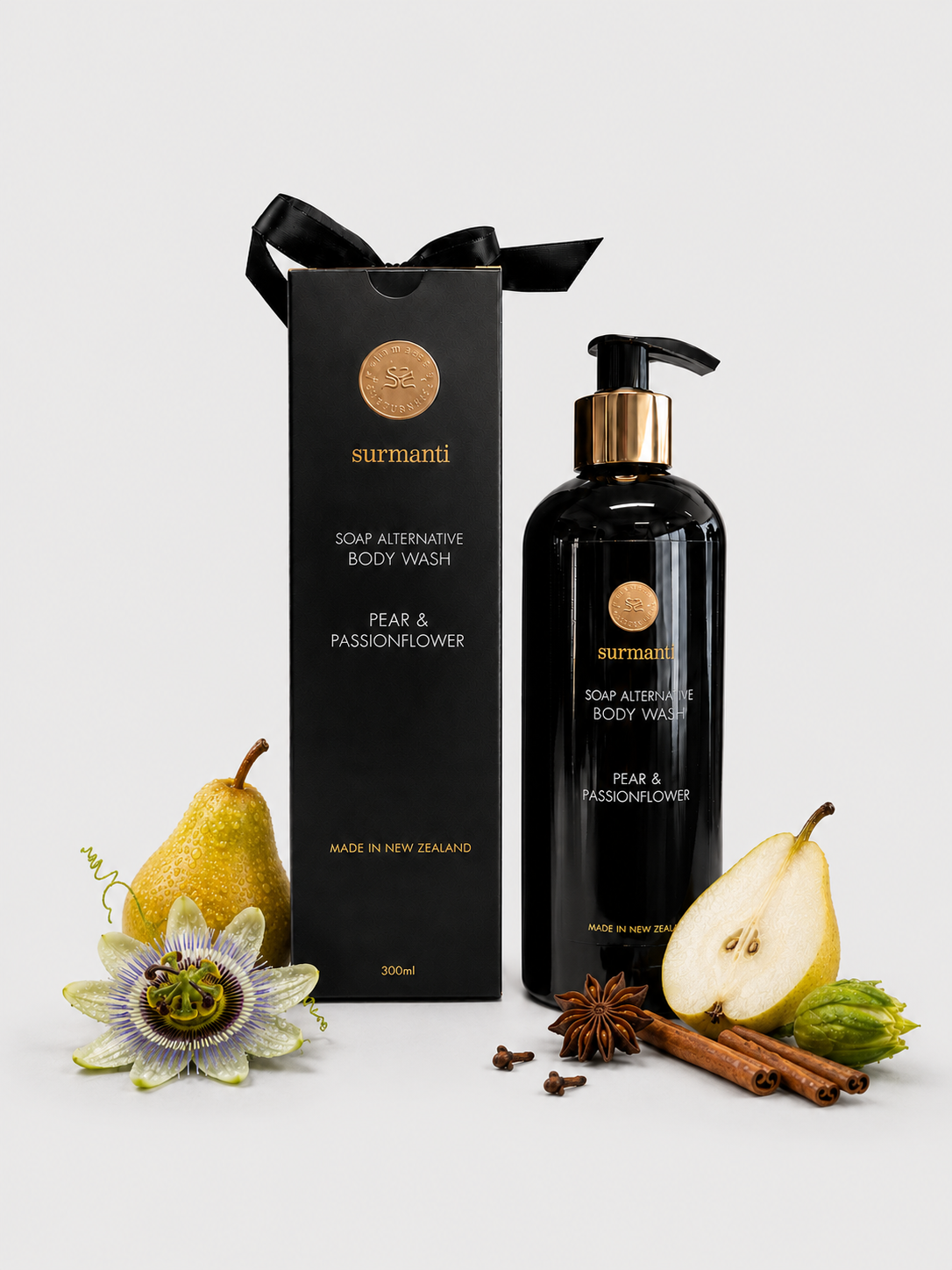 French Pear & Passionflower Body Wash - Soap Alternative. For Sensitive Skin - 300mL - Surmanti - Made In New Zealand
