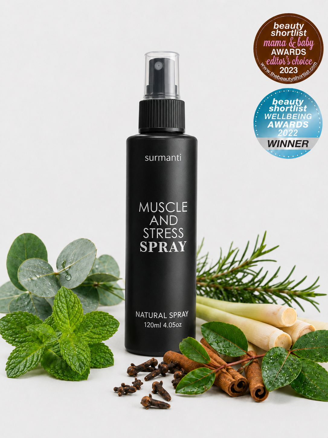 Muscle & Stress Spray 120mL. Topical Relief In Minutes. Multi Award Winning. Best Seller - Surmanti - Made In New Zealand