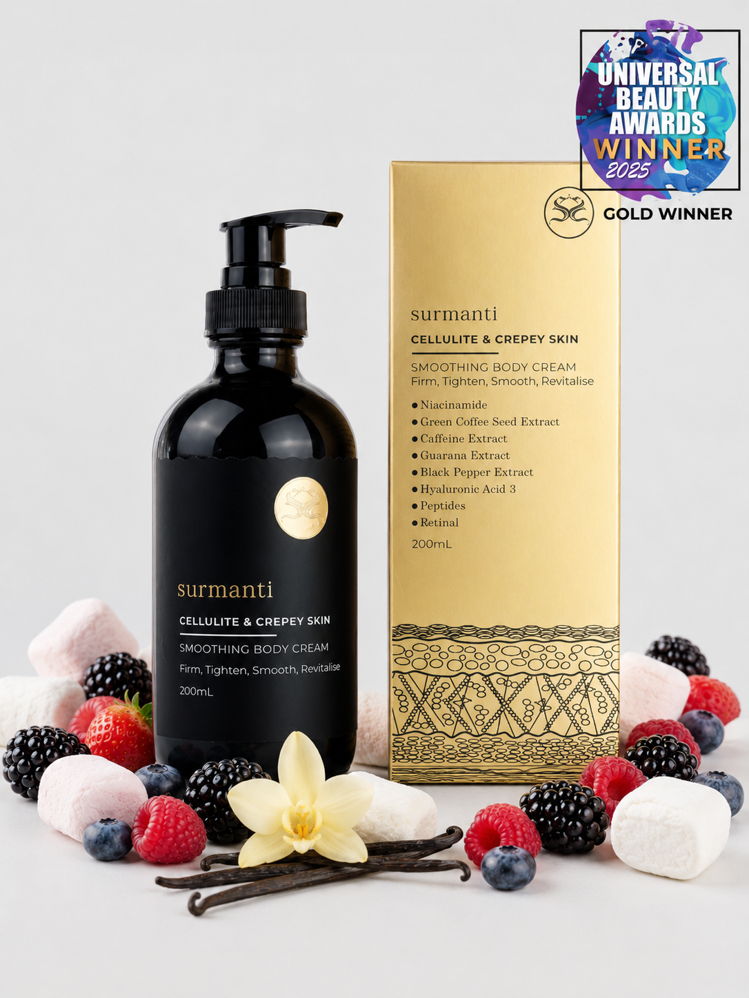 Cellulite & Crepey Skin Smoothing Body Cream - 200mL. Advanced Antiaging. Award Winning.d - Surmanti - Made In New Zealand