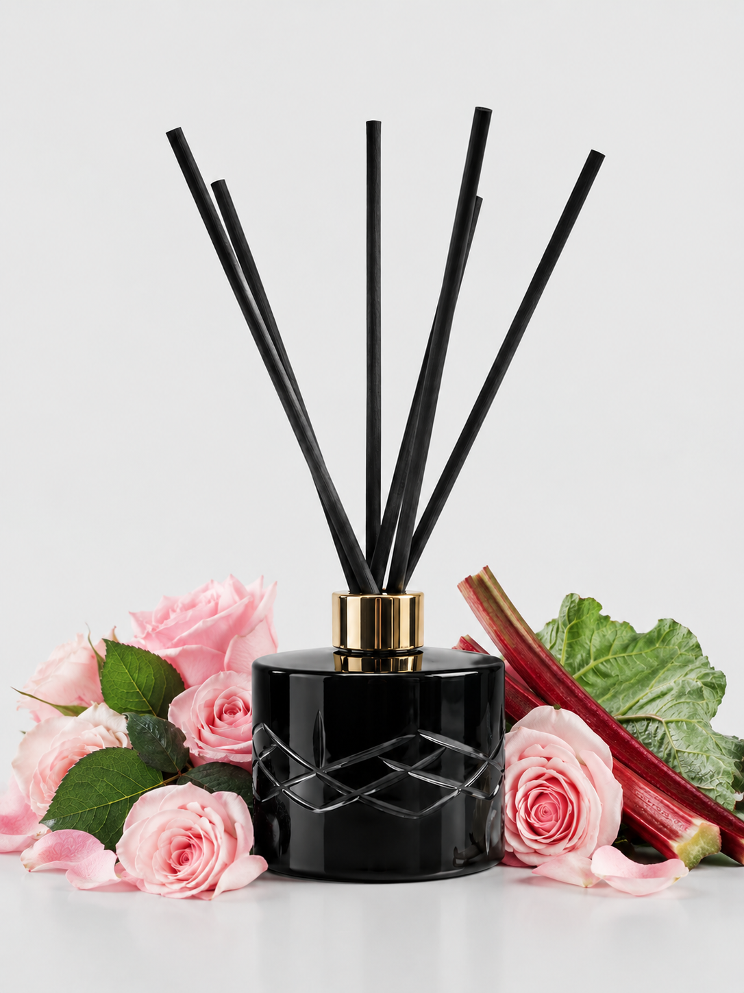 Roses & Rhubarb Crystal Series Reed Diffuser - Large Rooms 200mL- Refillable - Surmanti - Made In New Zealand