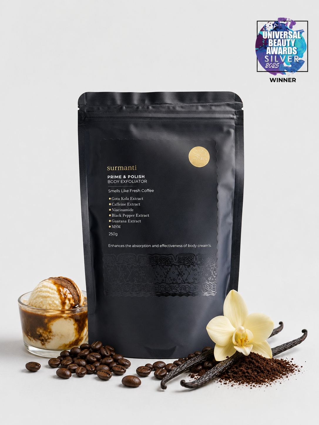 Prime & Polish Body Exfoliator - 250g Pouch. Maximise Active Ingredient Delivery for A Radiant Glow. - Surmanti - Made In New Zealand
