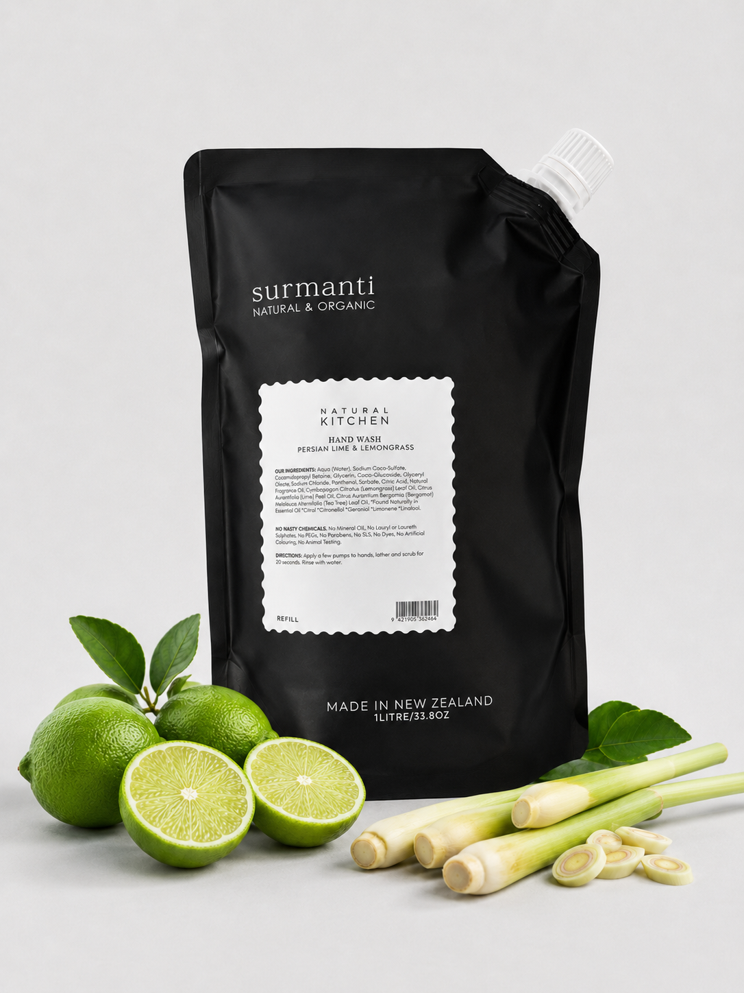 Hand Wash Refill (1 litre) - Persian Lime & Lemongrass - Natural Kitchen - Surmanti - Made In New Zealand