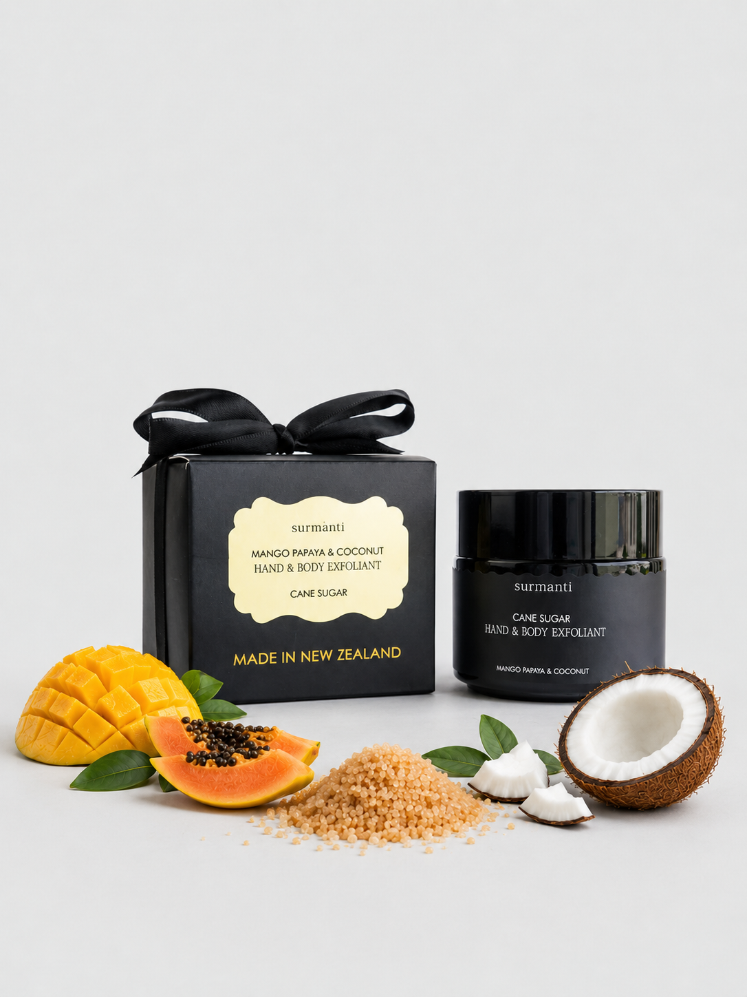 Mango Papaya & Coconut Cane Sugar Exfoliant - 100g - Surmanti - Made In New Zealand