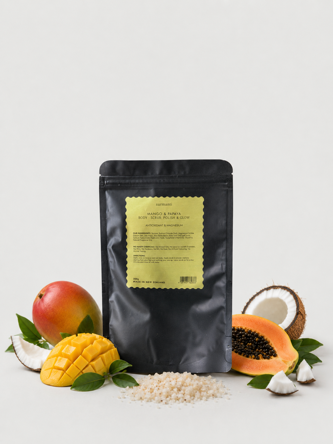 Mango & Papaya Body - Scrub, Polish & Glow - 200g - Surmanti - Made In New Zealand