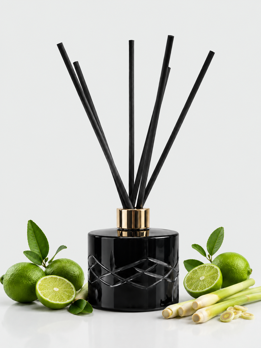 Persian Lime & Lemongrass Crystal Reed Diffuser - Odour Control - Large Rooms 200mL Refillable - Surmanti - Made In New Zealand