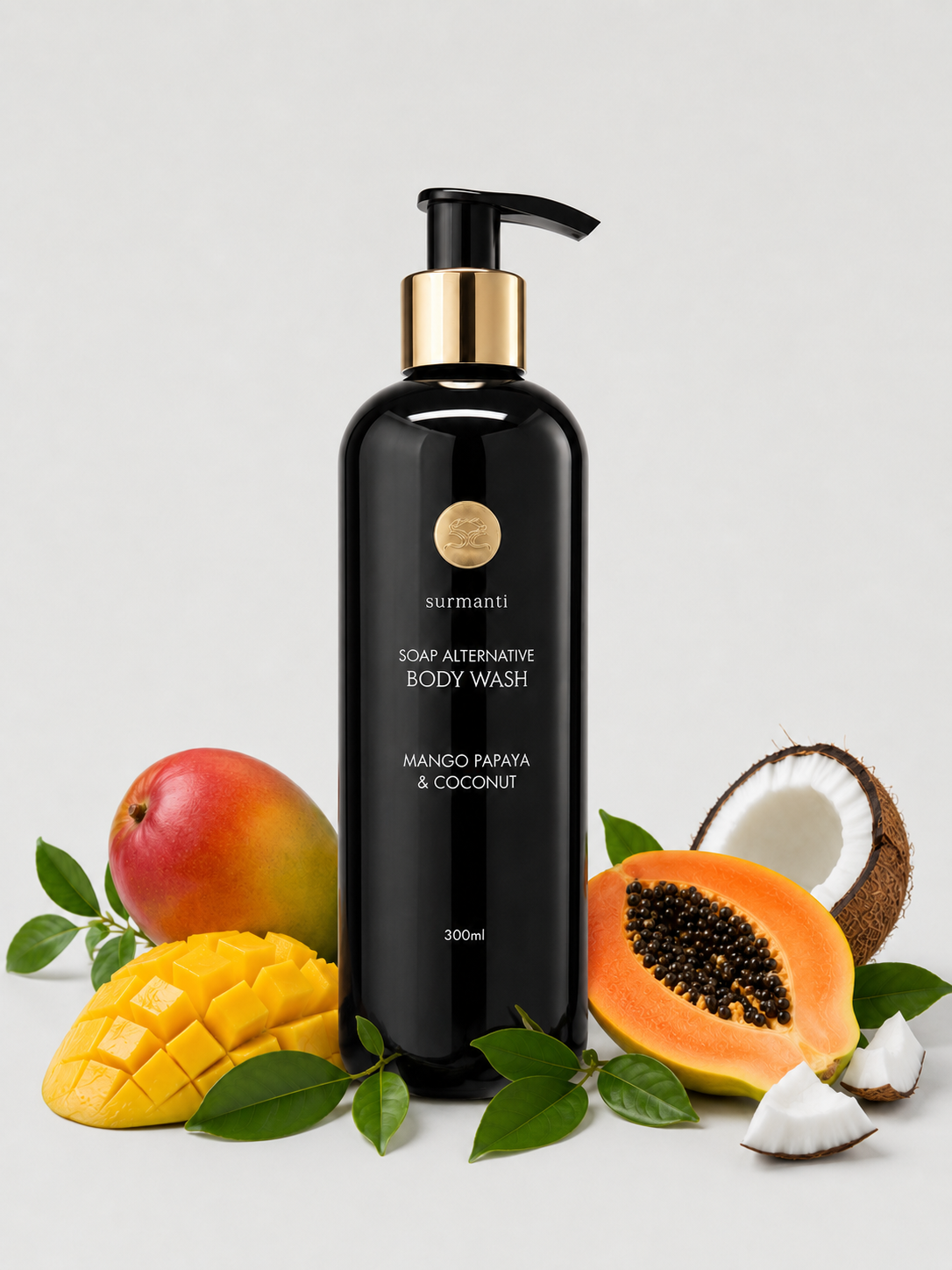 Mango Papaya & Coconut Body Wash - Soap Alternative Non-Drying - 300mL - Surmanti - Made In New Zealand