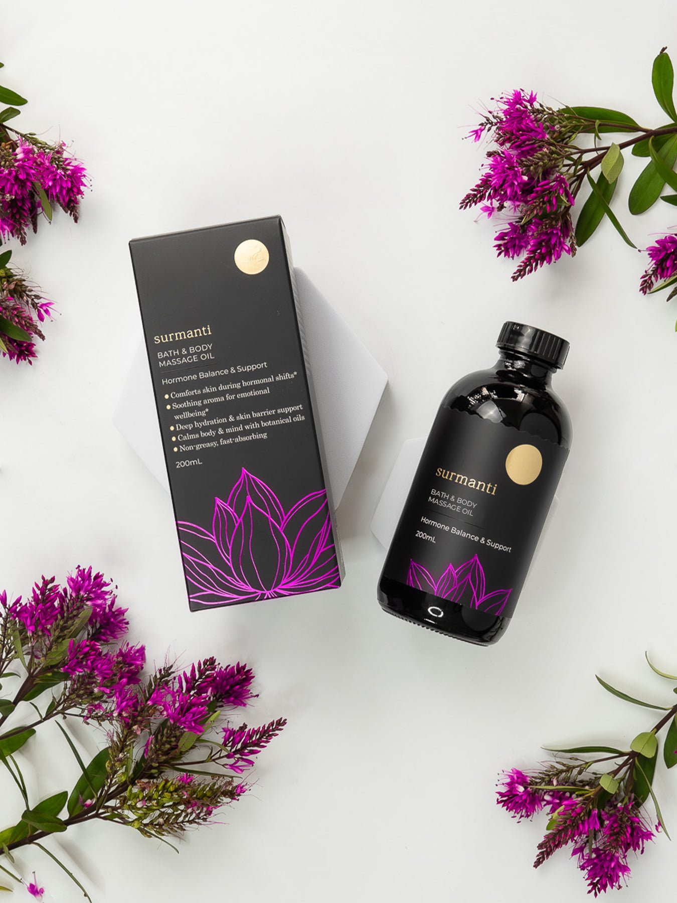 Hormone Balance & Support Bath & Body Massage Oil - 200mL Supports Dry Skin During Hormonal Shifts - Surmanti - Made In New Zealand