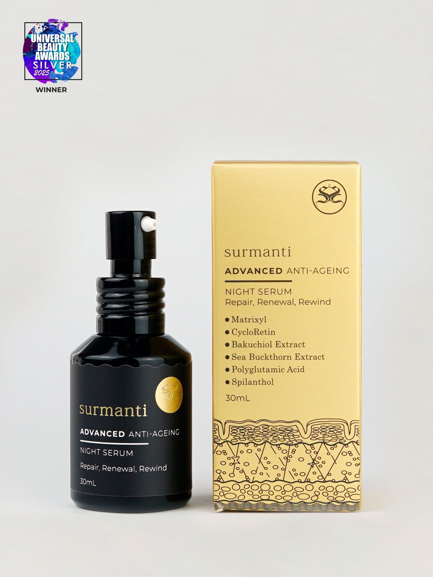 ADVANCED Anti-Ageing Night Serum - 30mL - Surmanti - Made In New Zealand