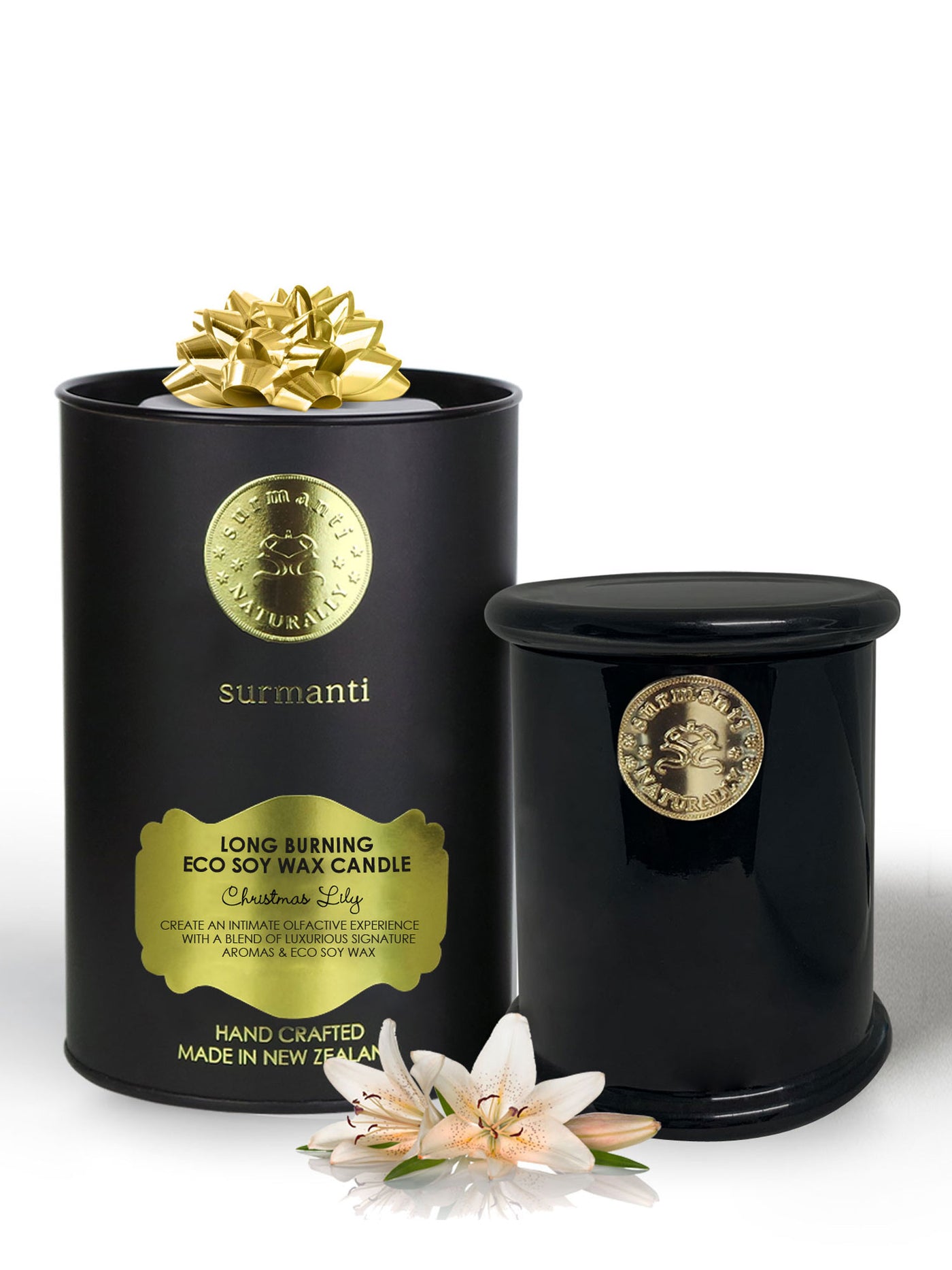 Christmas Lily Long Burning Eco Soy Wax Candle - Surmanti - Made In New Zealand