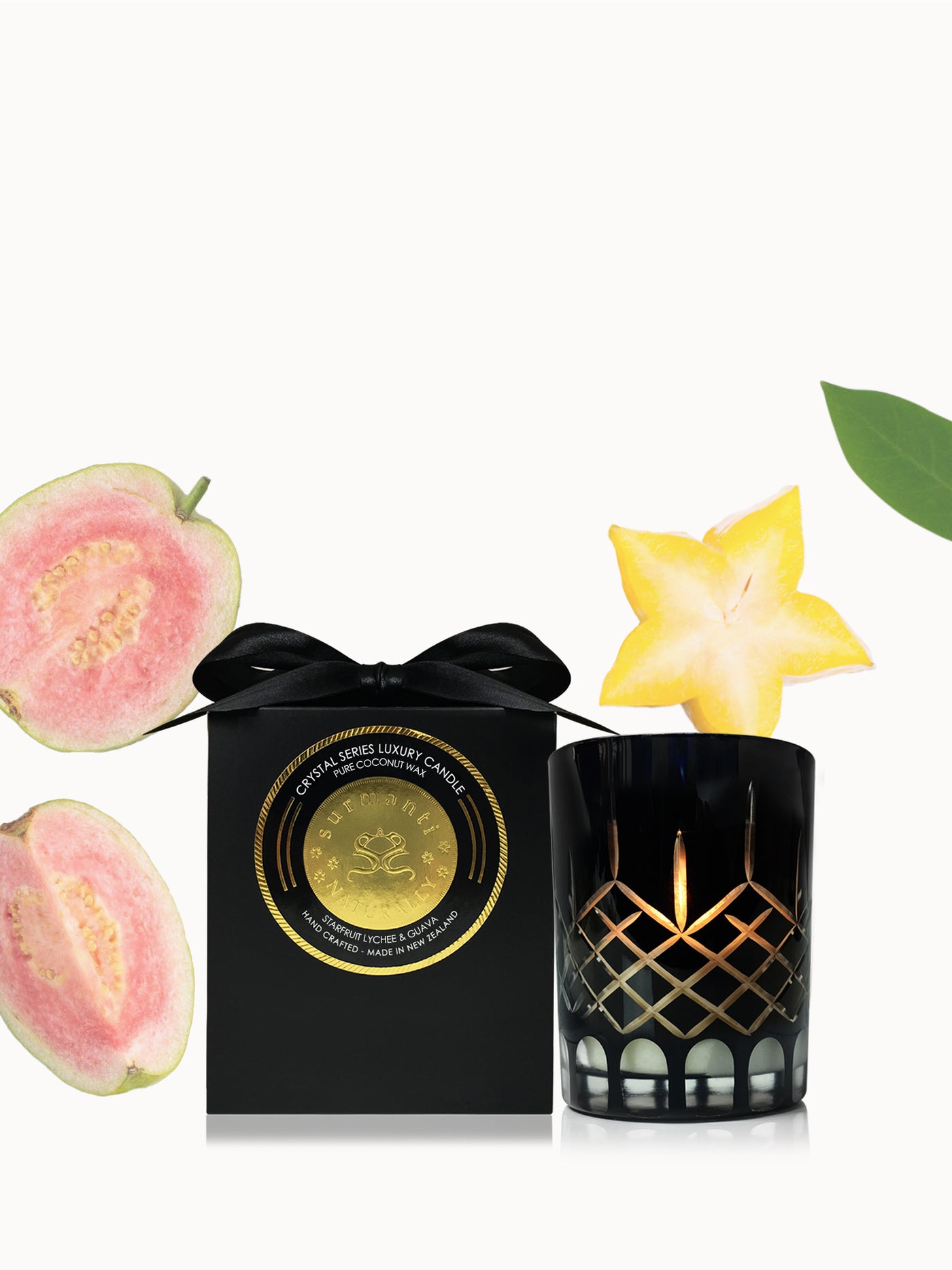 Starfruit Lychee & Guava Crystal Series Long Burning Pure Coconut Wax Candle Small 150gm - Surmanti - Made In New Zealand
