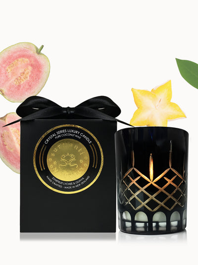 Starfruit Lychee & Guava Crystal Series Long Burning Pure Coconut Wax Candle Medium 500gm - Surmanti - Made In New Zealand