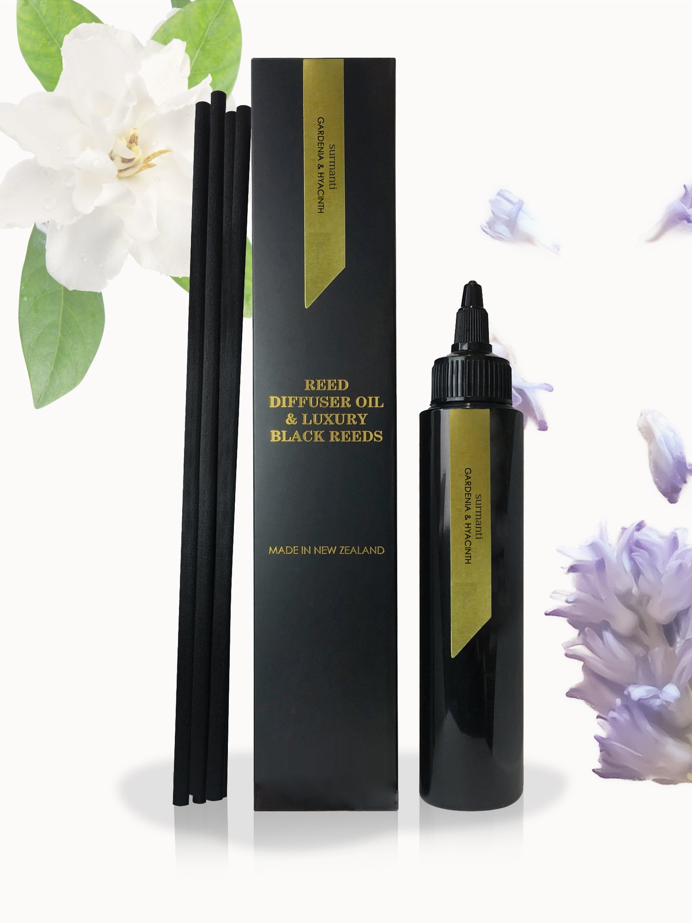 Gardenia & Hyacinth Reed Diffuser Oil & Luxury Black Reeds