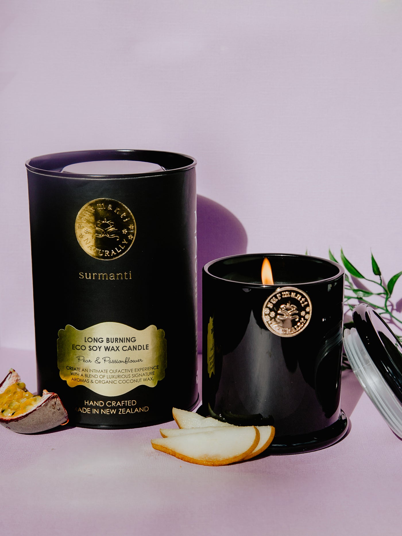 Pear & Passionflower Long Burning Eco Soy Wax Candle - Surmanti - Made In New Zealand