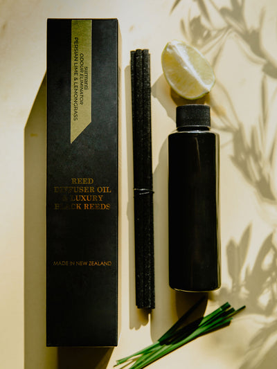 Persian Lime & Lemongrass Reed Diffuser Oil & Luxury Black Reeds - Odour Eliminator - Surmanti - Made In New Zealand