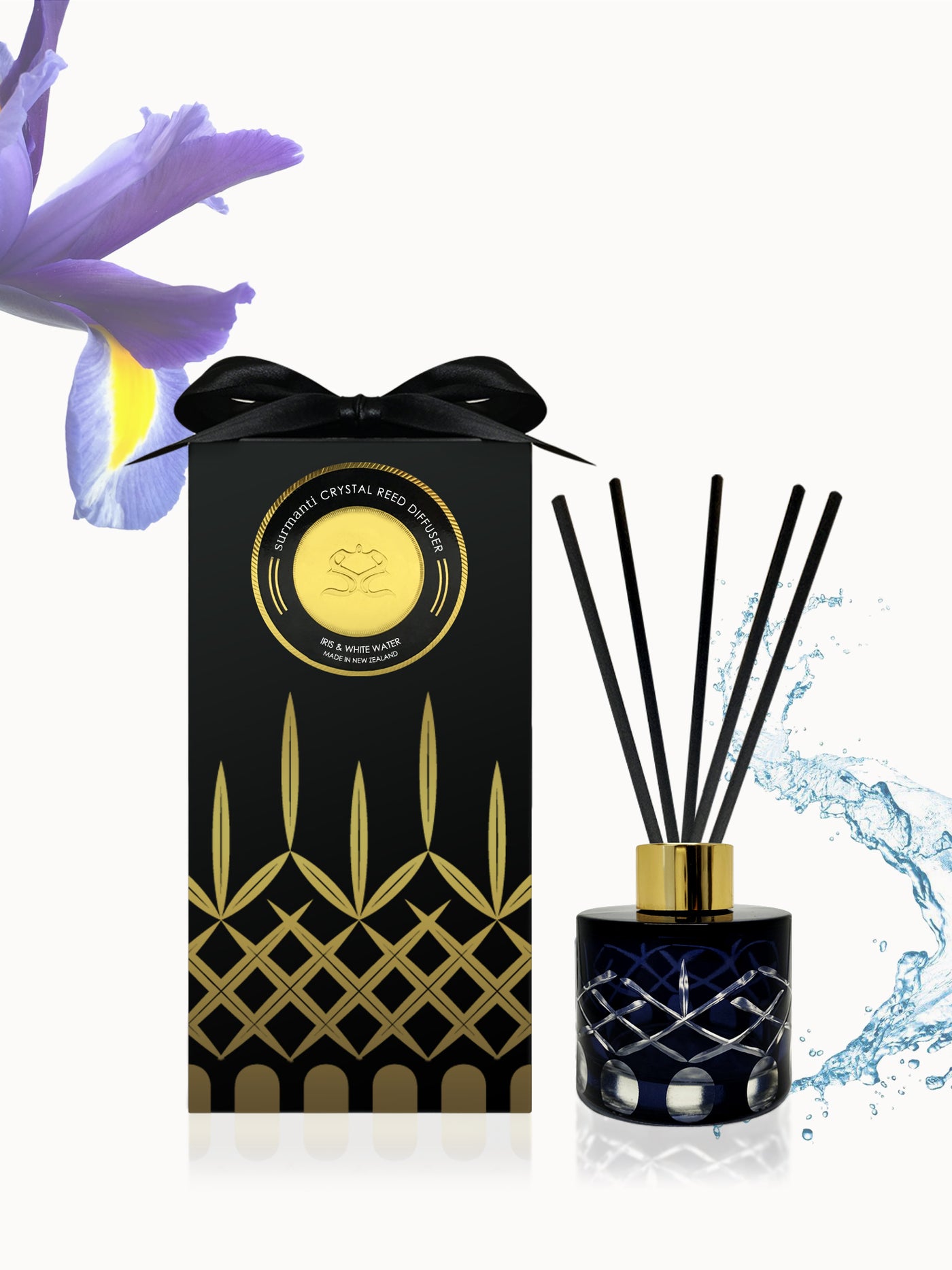Iris & White Water Crystal Reed Diffuser - Small Rooms 100ml