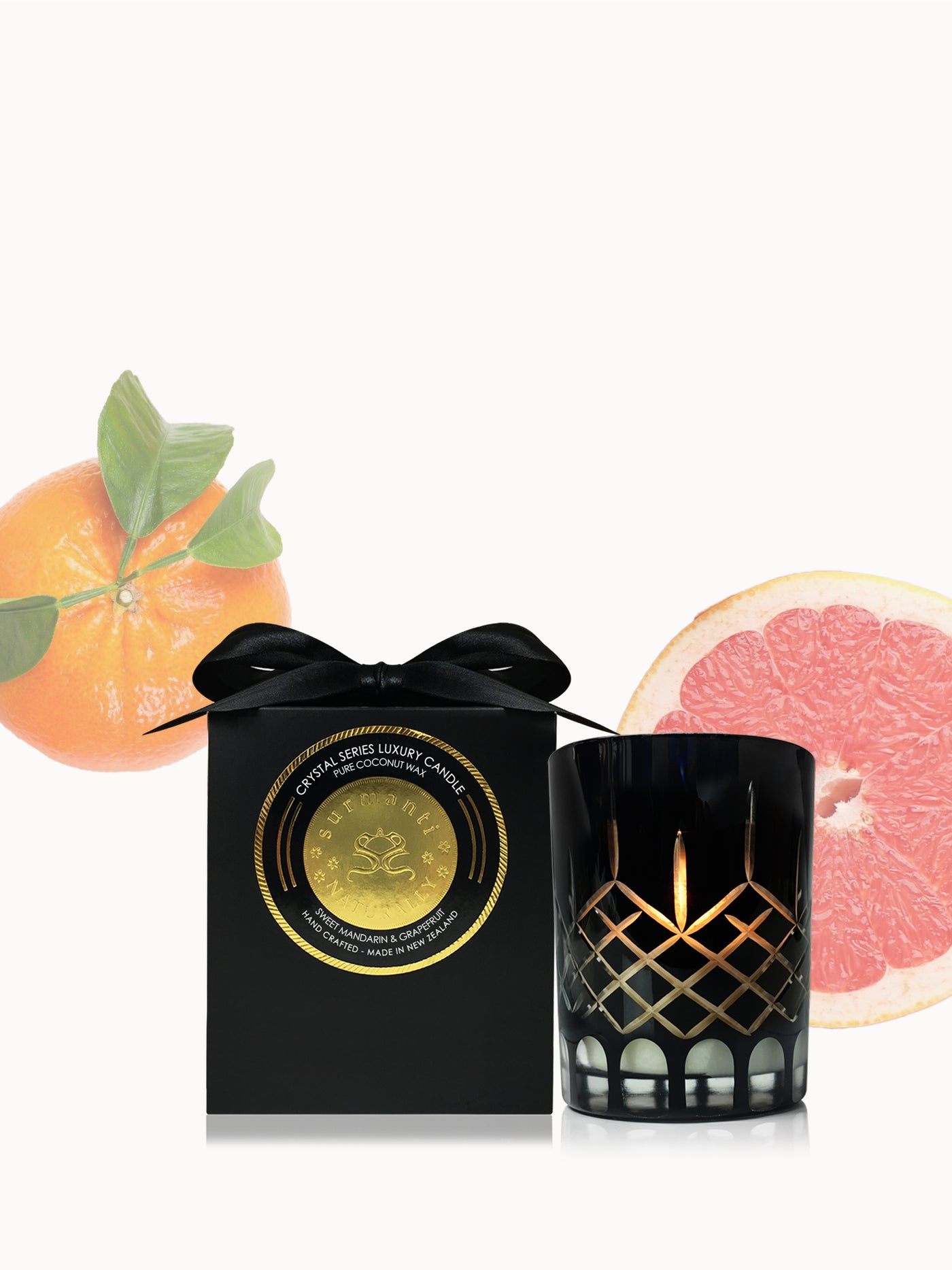 Sweet Mandarin & Grapefruit Crystal Series Long Burning Pure Coconut Wax Candle Small 150gm