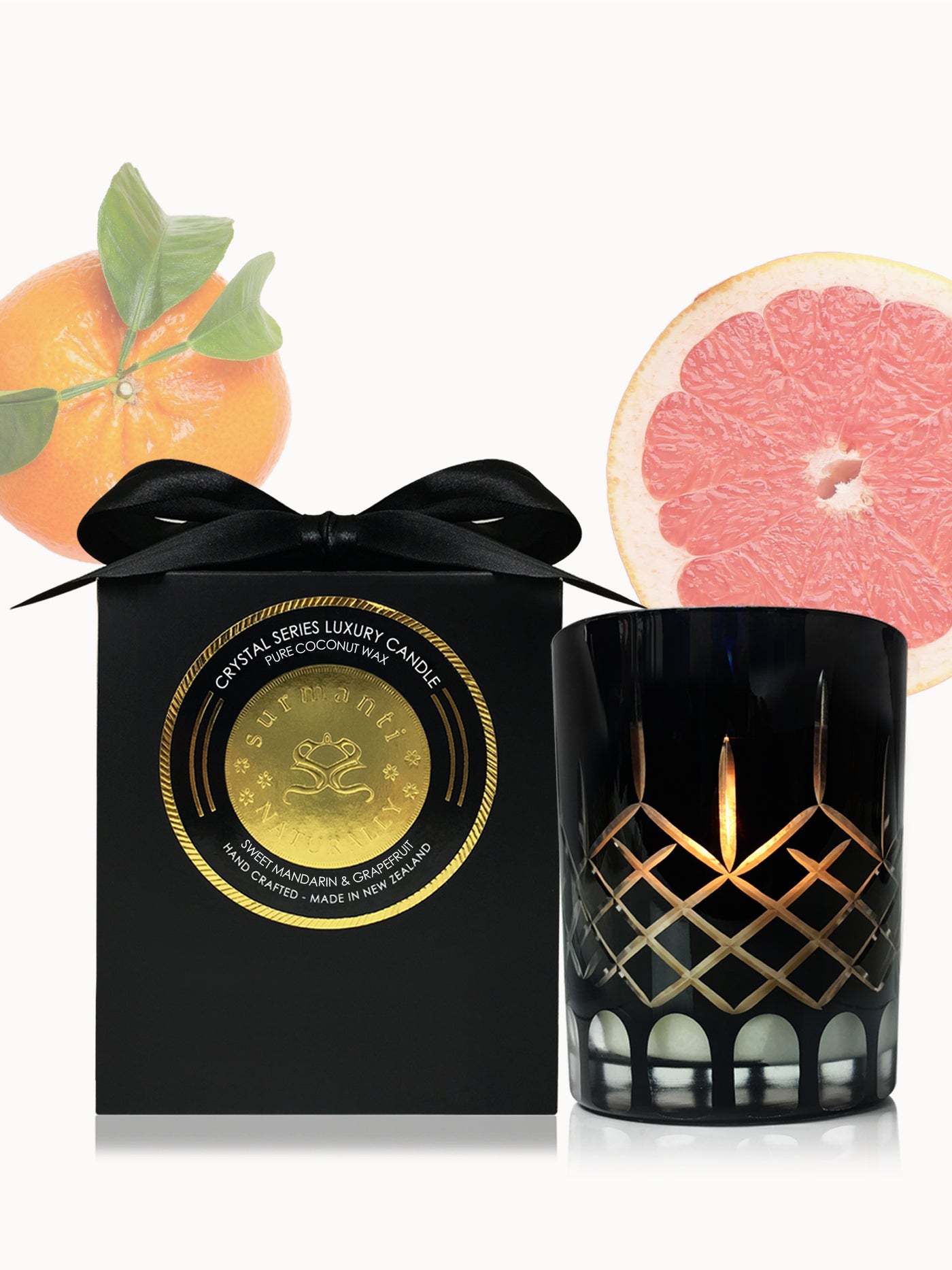 Sweet Mandarin & Grapefruit Crystal Series Long Burning Pure Coconut Wax Candle Medium 500gm