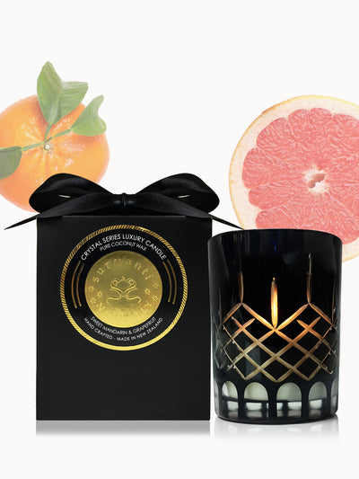 Sweet Mandarin & Grapefruit Crystal Series Long Burning Pure Coconut Wax Candle Medium 500gm
