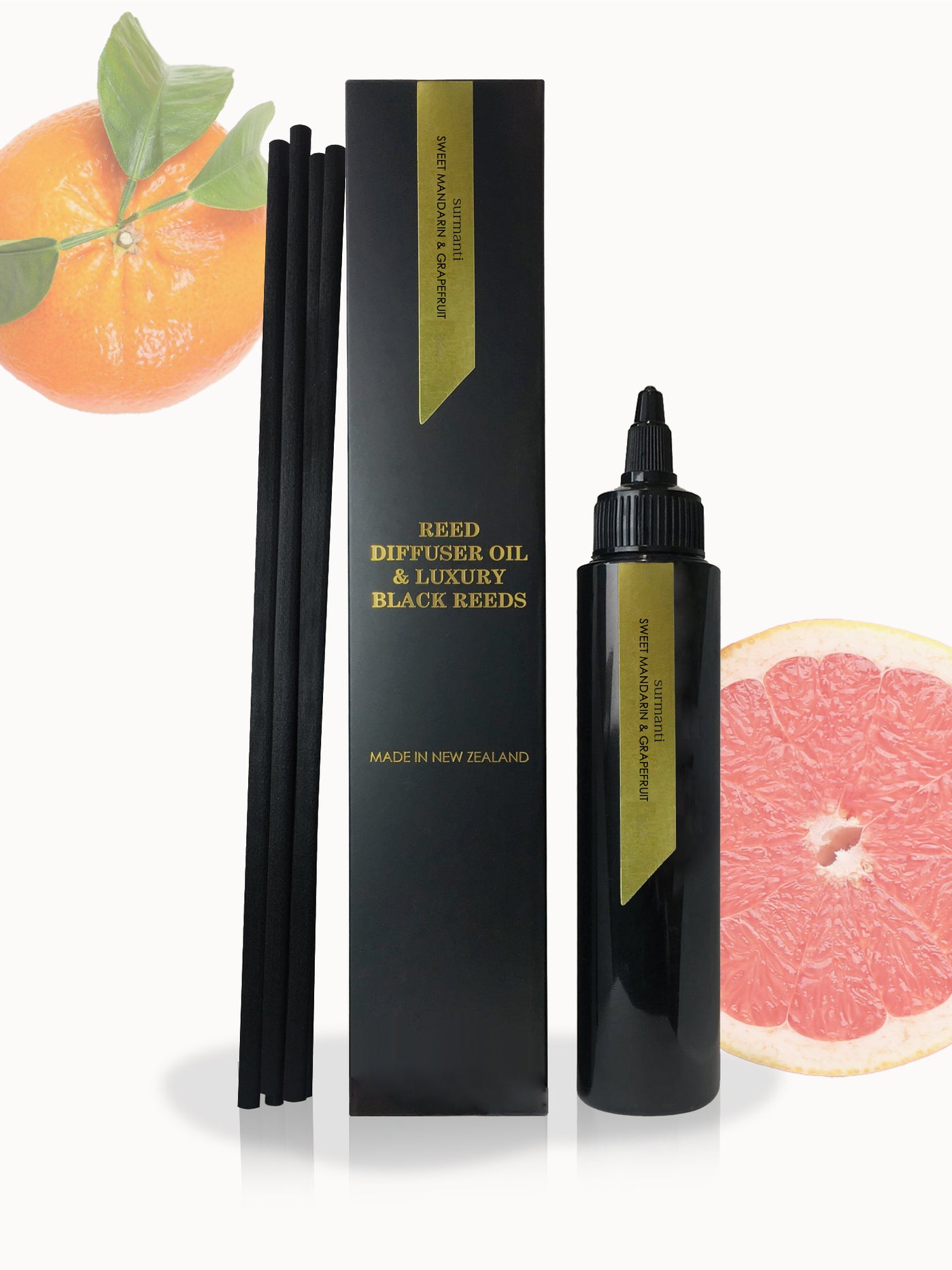 Sweet Mandarin & Grapefruit Reed Diffuser Oil & Luxury Black Reeds