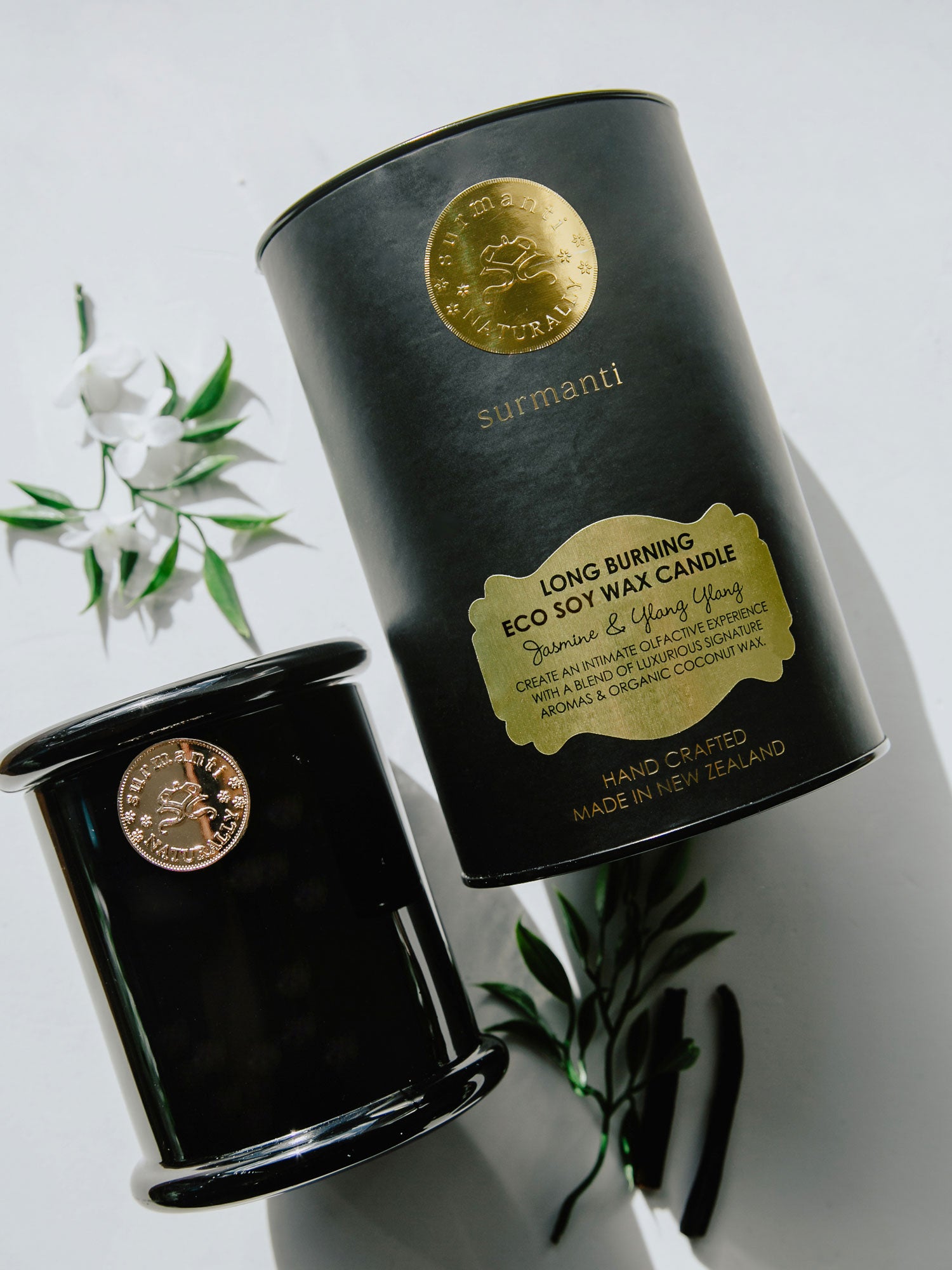 Jasmine & Ylang Ylang Long Burning Eco Soy Wax Candle - Surmanti - Made In New Zealand